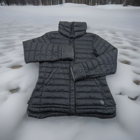 Mountain Hardwear Women's Small‎ Black Duck Down Puffer Jacket Button Up (Flaw) - Picture 1 of 15